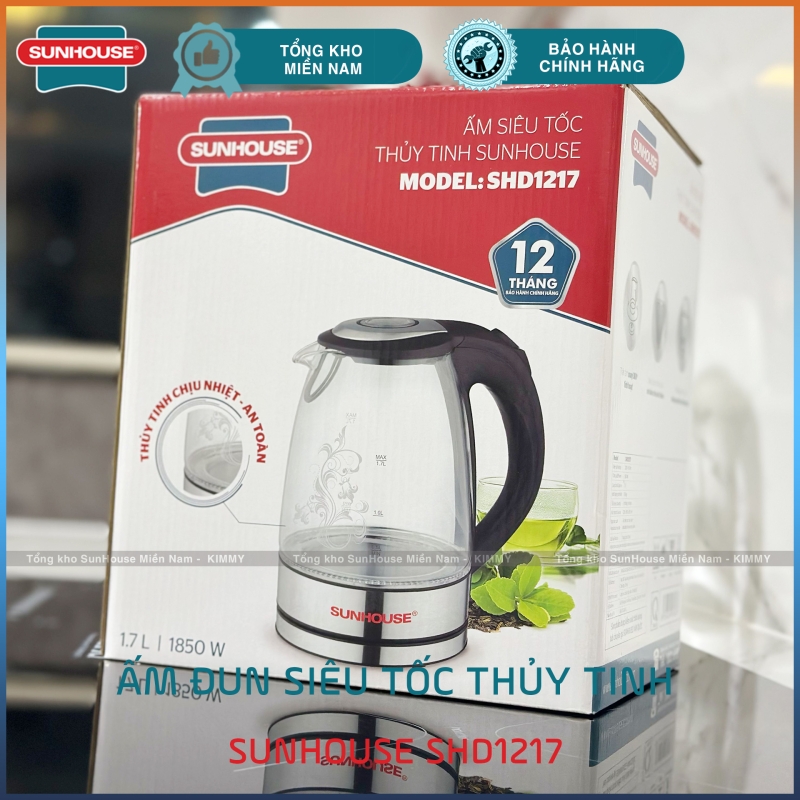 Ấm đun siêu tốc thủy tinh cao cấp Sunhouse SHD1217